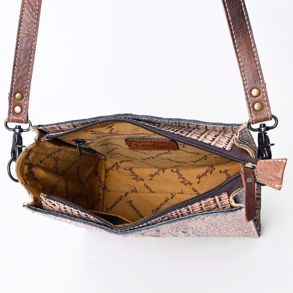 ADBG970 American Darling Crocodile Embossed Western Leather Large Cross body Bag