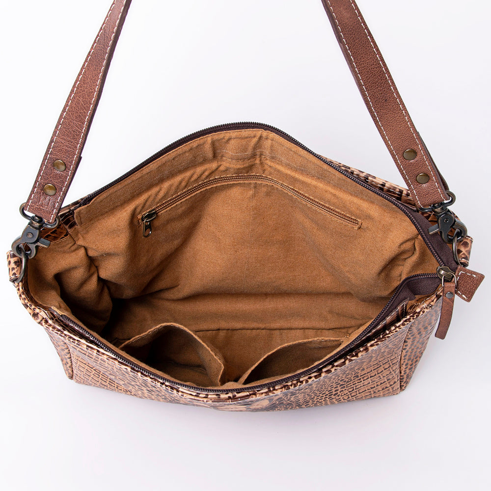ADBG971 American Darling Crocodile Embossed Western Leather Messenger Bag