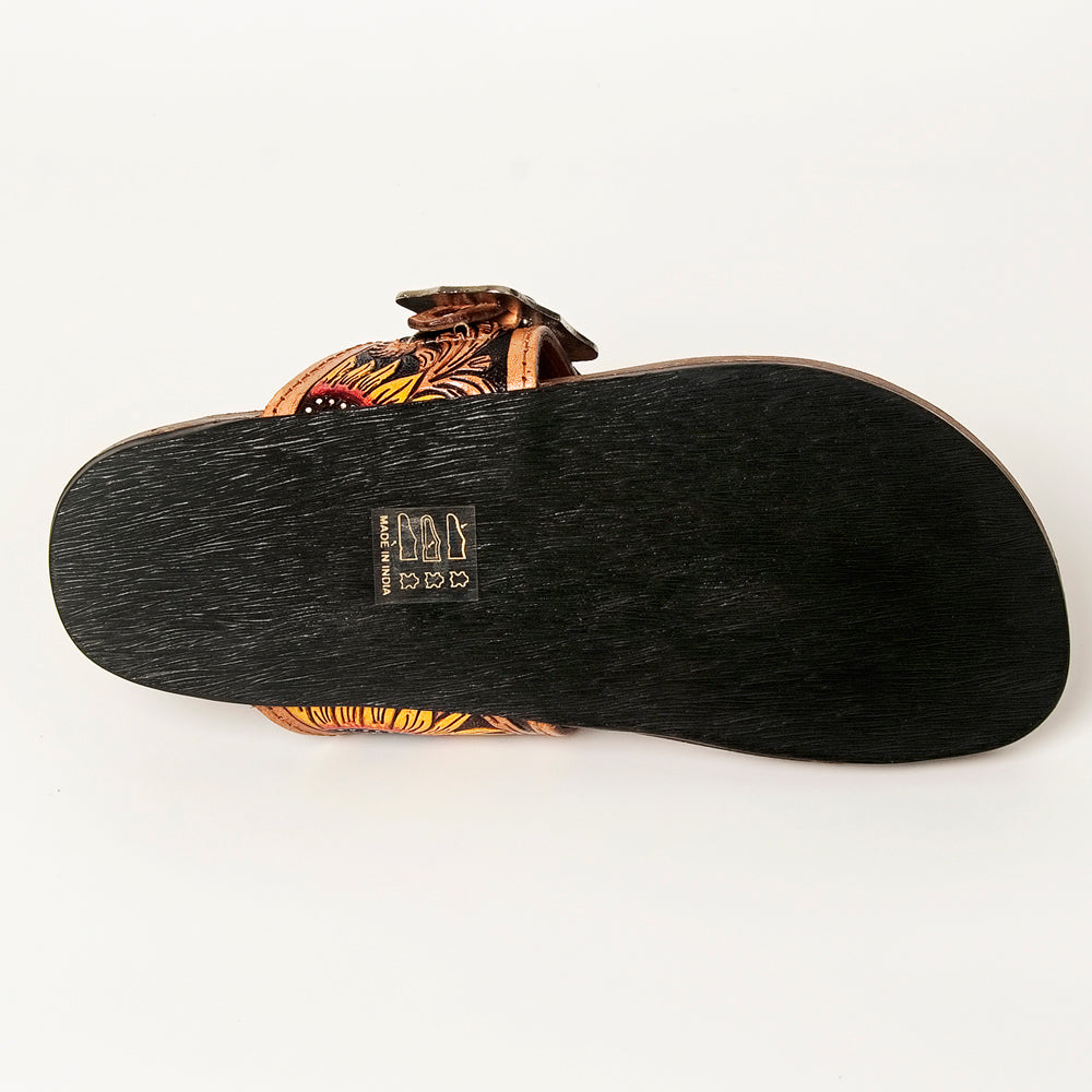 LC-ADFTE105 Carved genuine leather sandal footwear flip flop