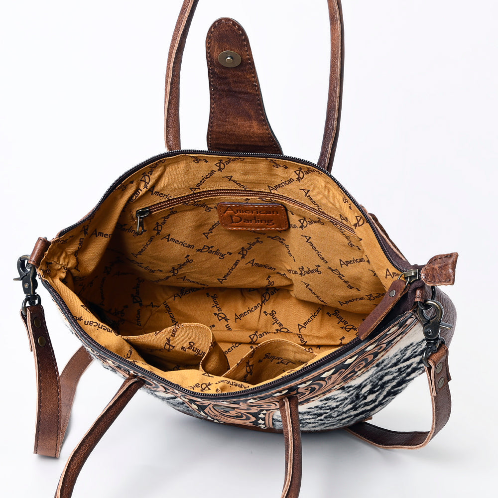 ADBG1084 American Darling Hand-Woven Saddle Blanket Tote Bag with Tooled Leather Accents