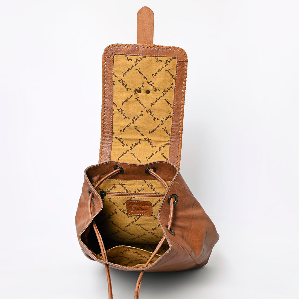 ADBG1145 American Darling Western Cowhide Backpack | Tooled Leather Strap Bag