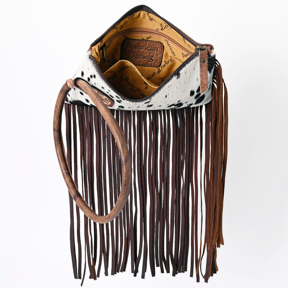 ADBG1155 American Darling Cowhide Fringe Wristlet Bag | Western Leather Clutch