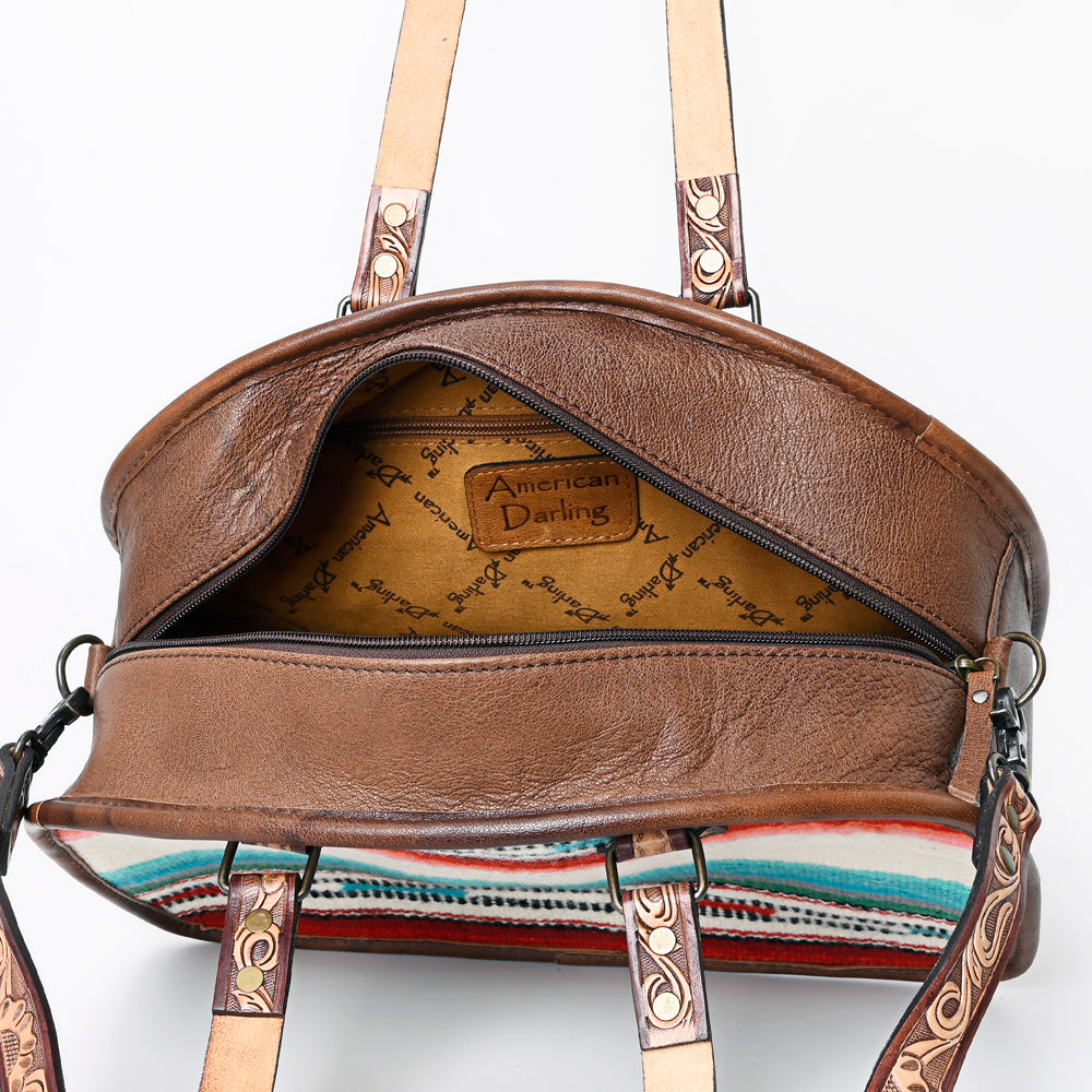 ADBG1162 American Darling Saddle Blanket Tote -Tooled Leather Western Handbag