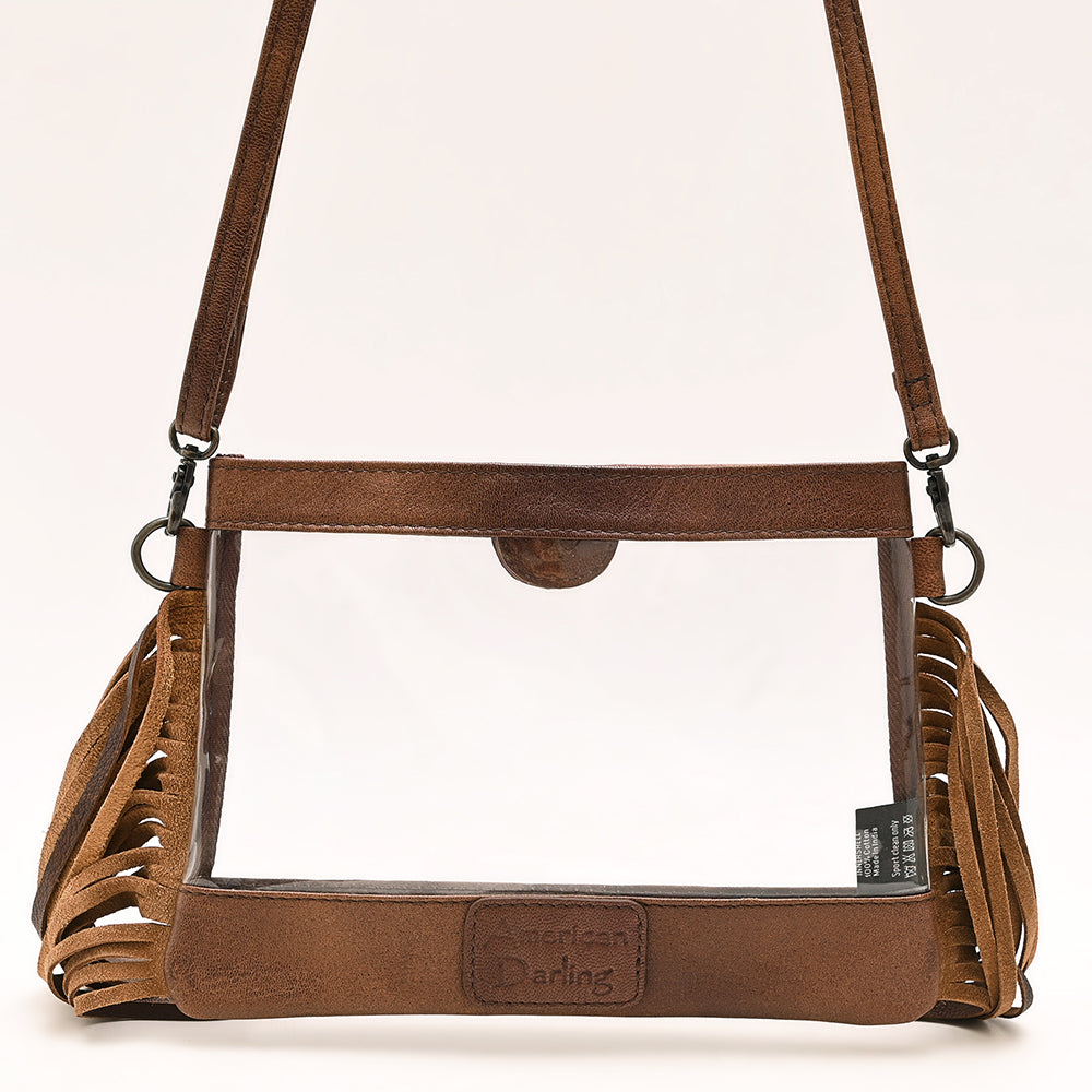 ADBG1174 American Darling Leather Fringe Clear Crossbody -Western Stadium Bag