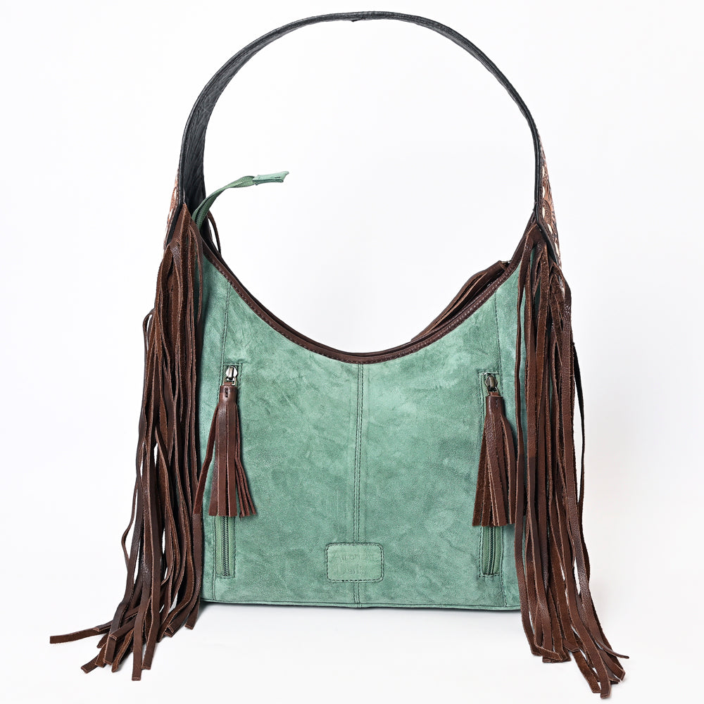 ADBGA371 American Darling Hand Tooled Floral Carved Suede Genuine Leather Hobo Bag