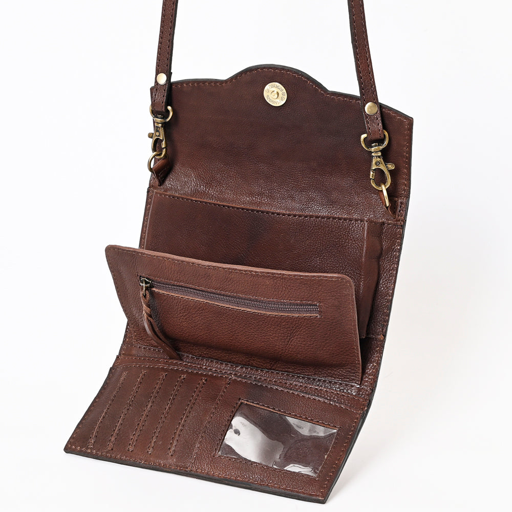 ADBGA381 American Darling Handcrafted Sunflower Tooled Leather Barrel Crossbody