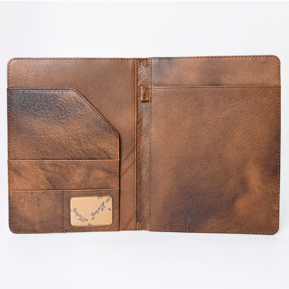 ADBG1184 American Darling Hand Tooled Leather Portfolio Bag -Floral Carved Tablet Sleeve