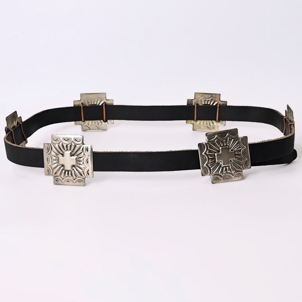 ADBLA103 Hand tooled Authentic German Silver Concho Belt