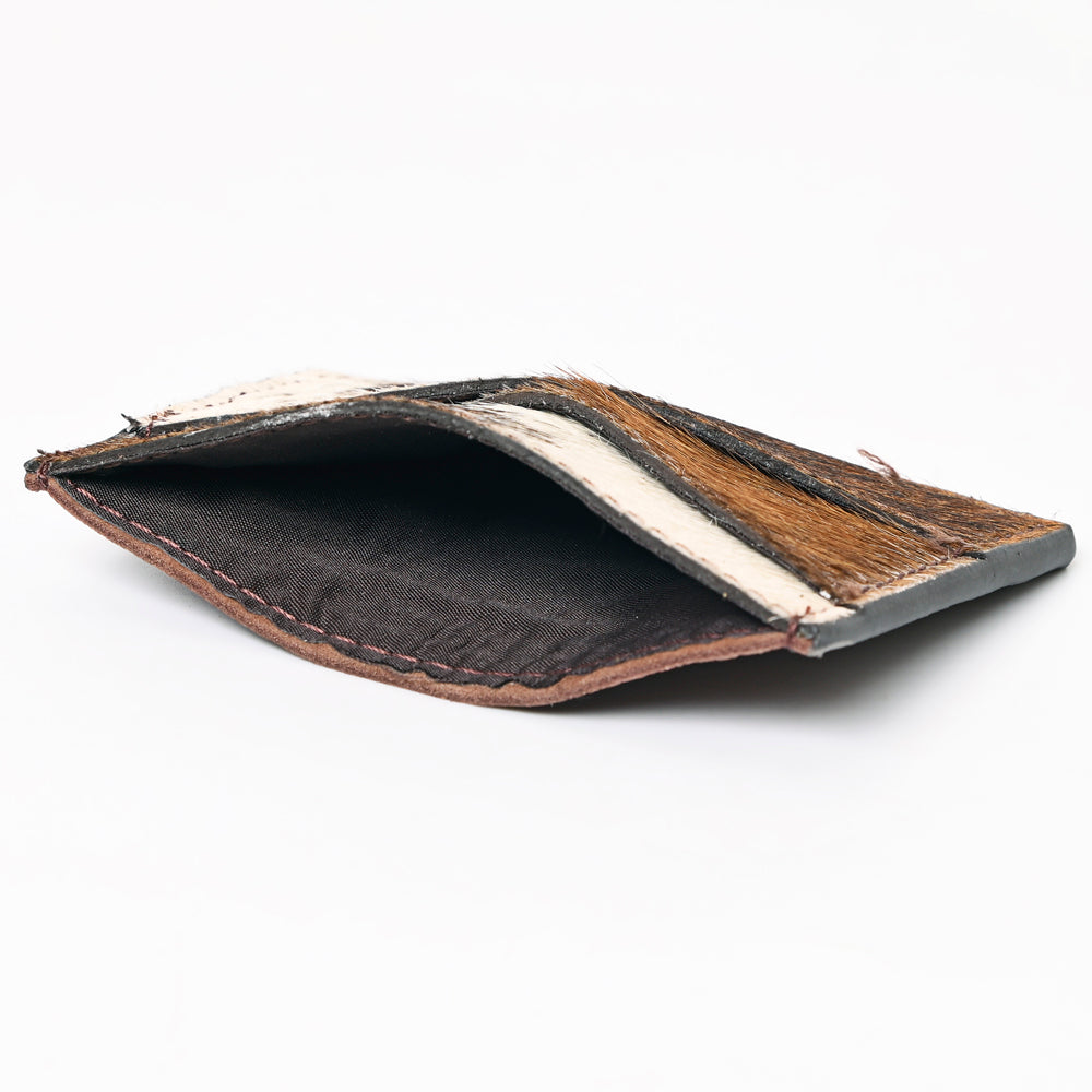 ADBGZ747 Hair-On Cowhide Leather Card Holder - Western Minimalist Wallet