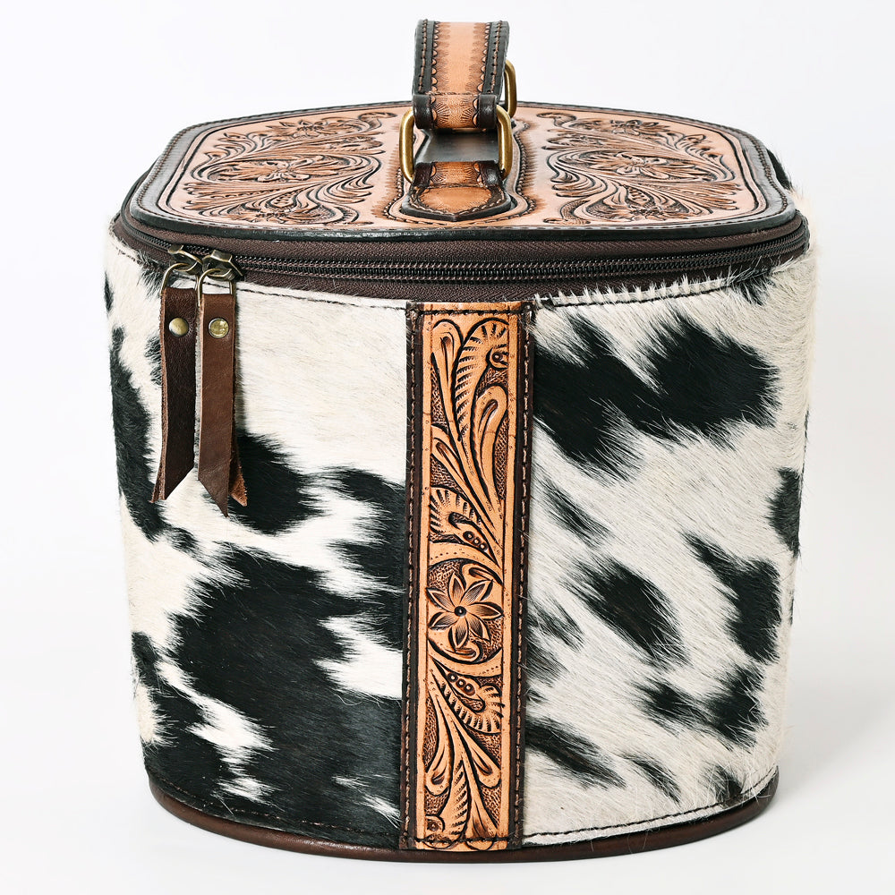 ADBGA411 American Darling Hair-On Hide Jewelry Case with Tooled Leather Top and Spacious Interior