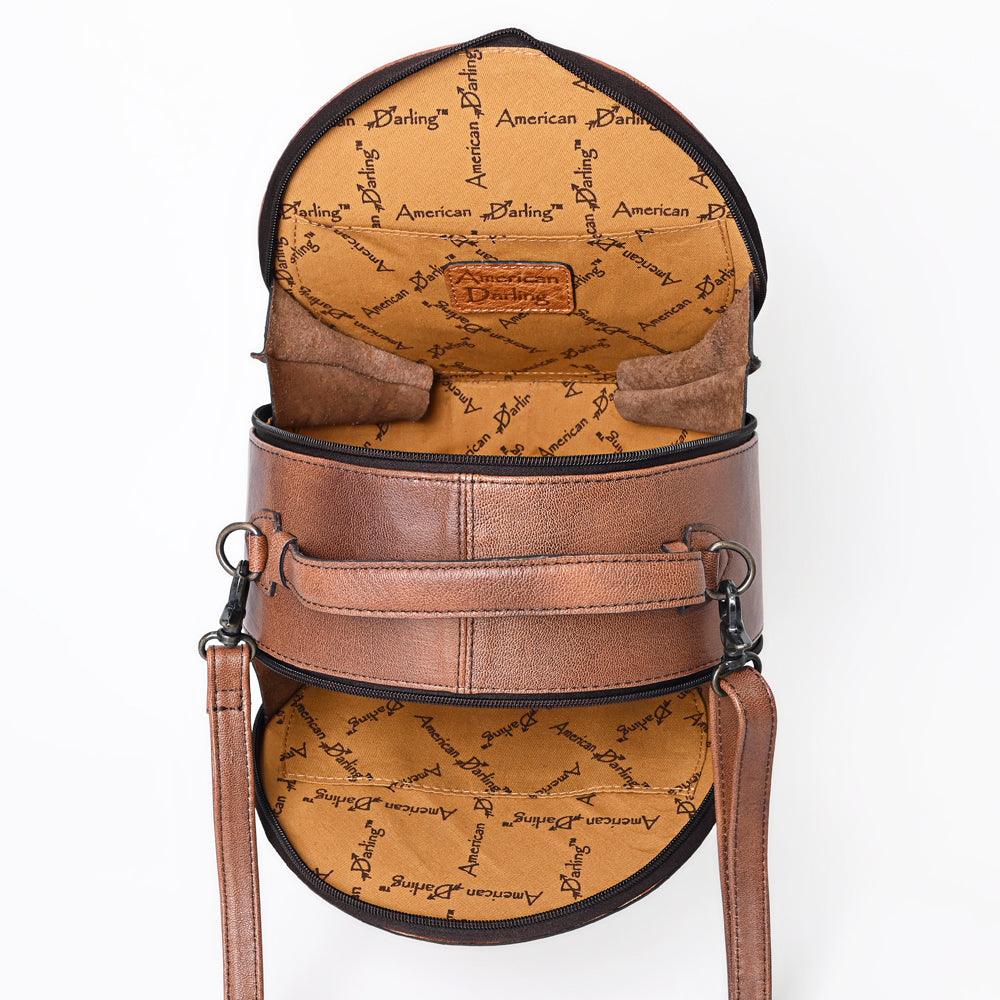 ADBG1192 American Darling Western Canteen Bag Hand Tooled Genuine Leather Crossbody