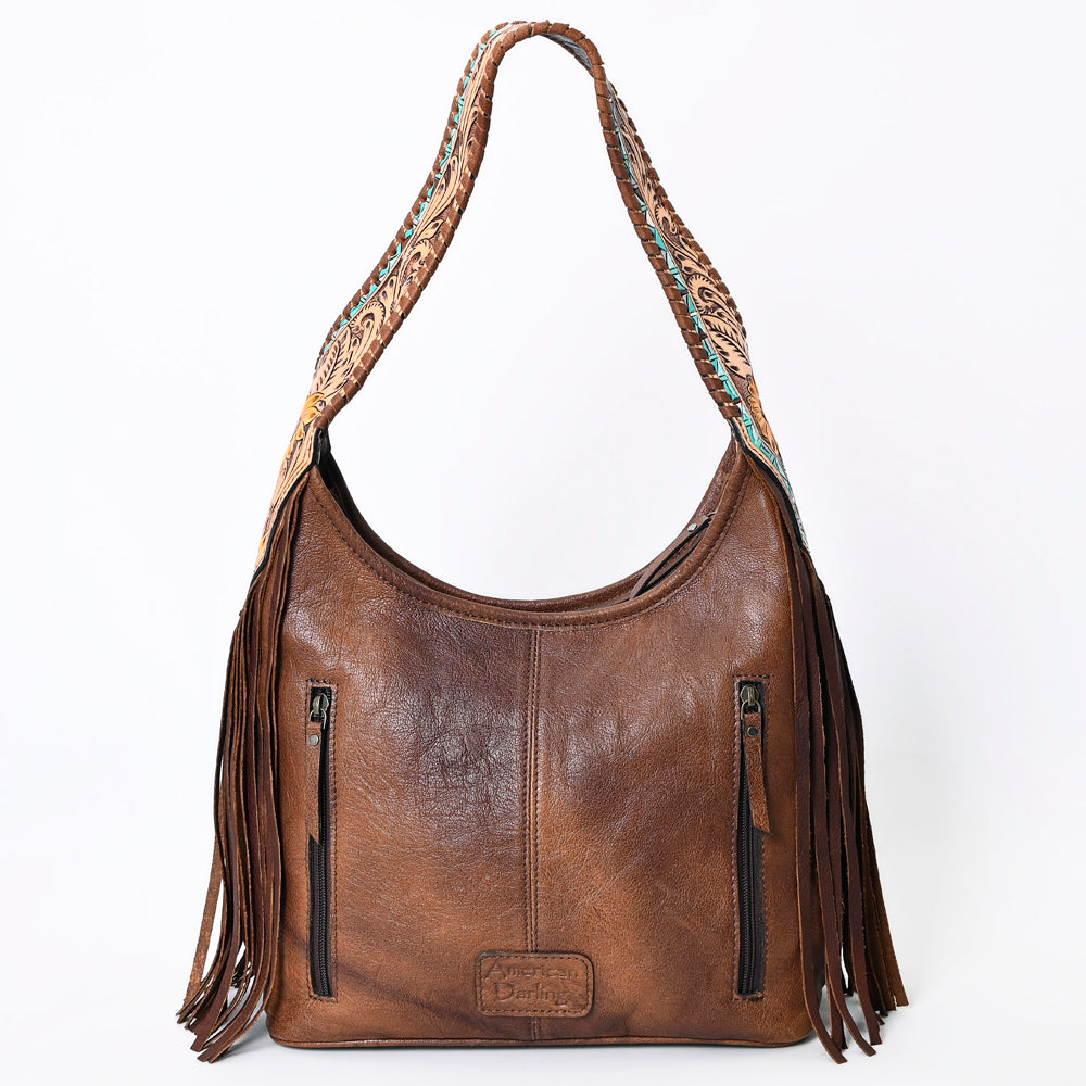 ADBG803 American Darling Western Hobo Bag Hair-On Cowhide & Tooled Leather Shoulder Purse