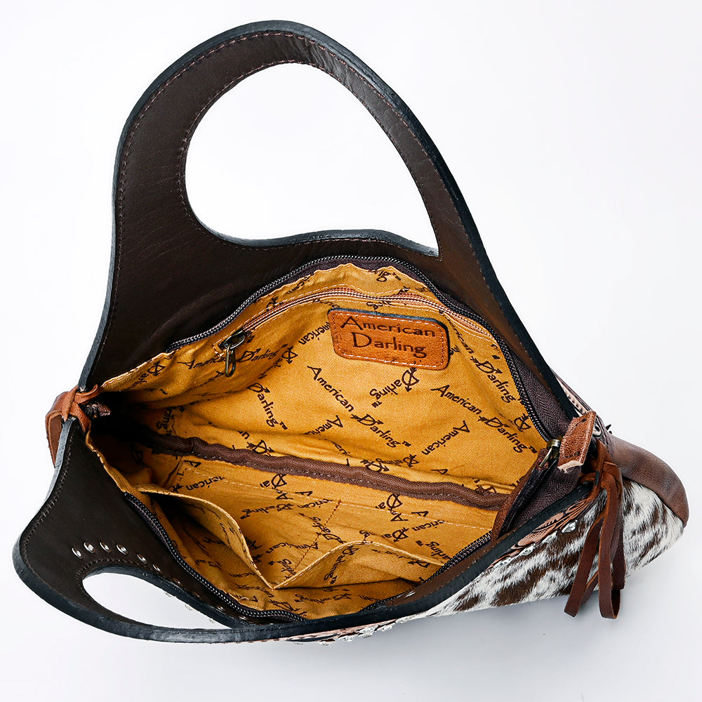 ADBG1197 American Darling Western Hair-On Cowhide Clutch Bag Hand Tooled Leather
