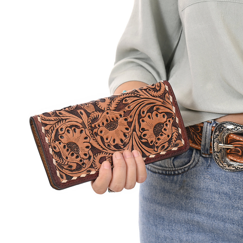 KBG191 Wallet Hand Tooled Genuine Leather women bag western handbag purse