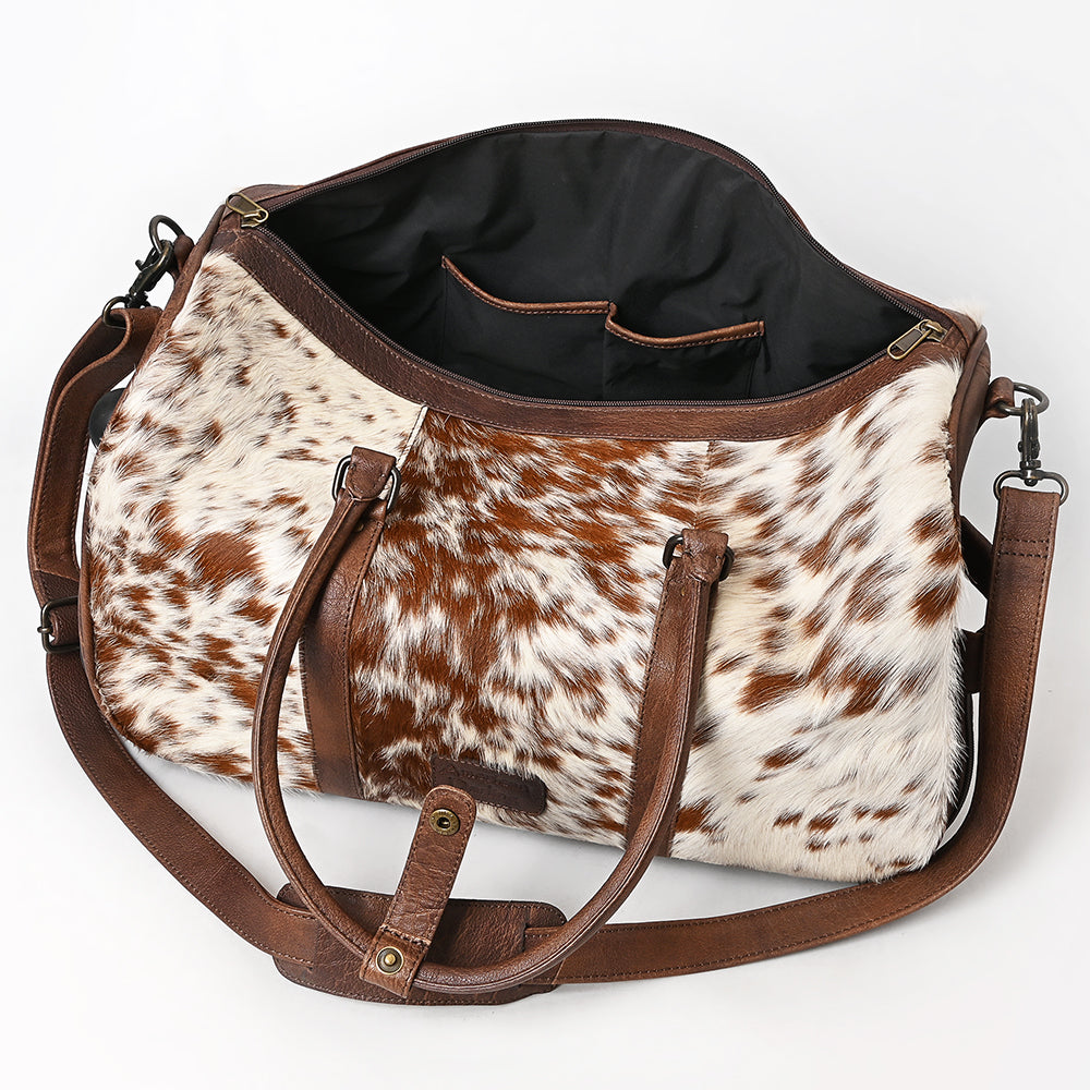 ADBG1245 American Darling Western Hair-On Cowhide Leather Travel Duffle Bag With Wheels