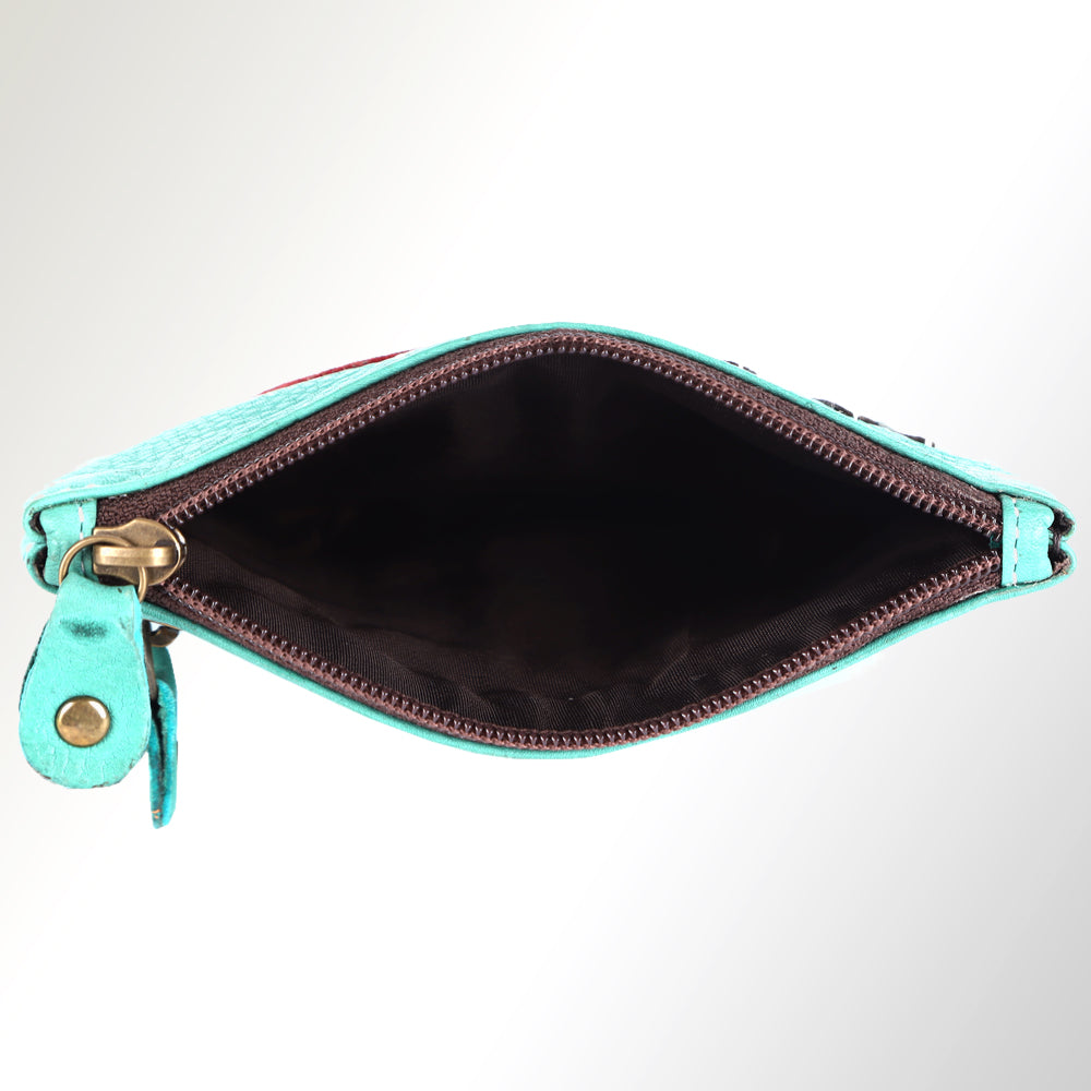 ADBGM359 Coin Purse with Desert Scene Applique - Handmade Western Cactus Zip Pouch