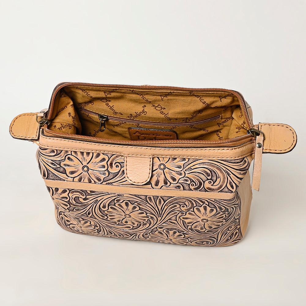 ADBG1312 American Darling Hand-Tooled Leather Jewelry Case -Western Vanity Bag