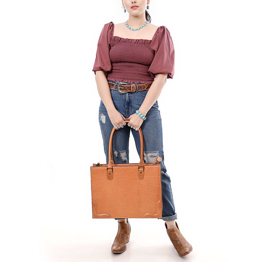 ADBG1394 American Darling Western Genuine Leather Tote Bag - Handcrafted Premium Everyday Carry