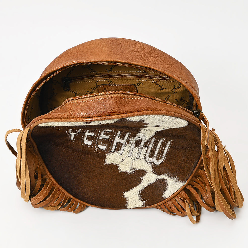 ADBG1400 American Darling Western Hair-On Cowhide Fringe Backpack Bag with Genuine Leather by American Darling