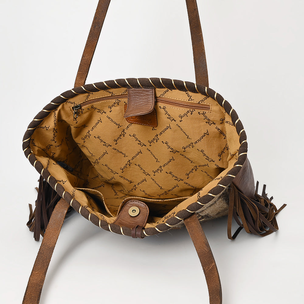 ADBG1113 American Darling Hand-Woven Saddle Blanket Western Tote Bag Genuine Leather Fringe Purse