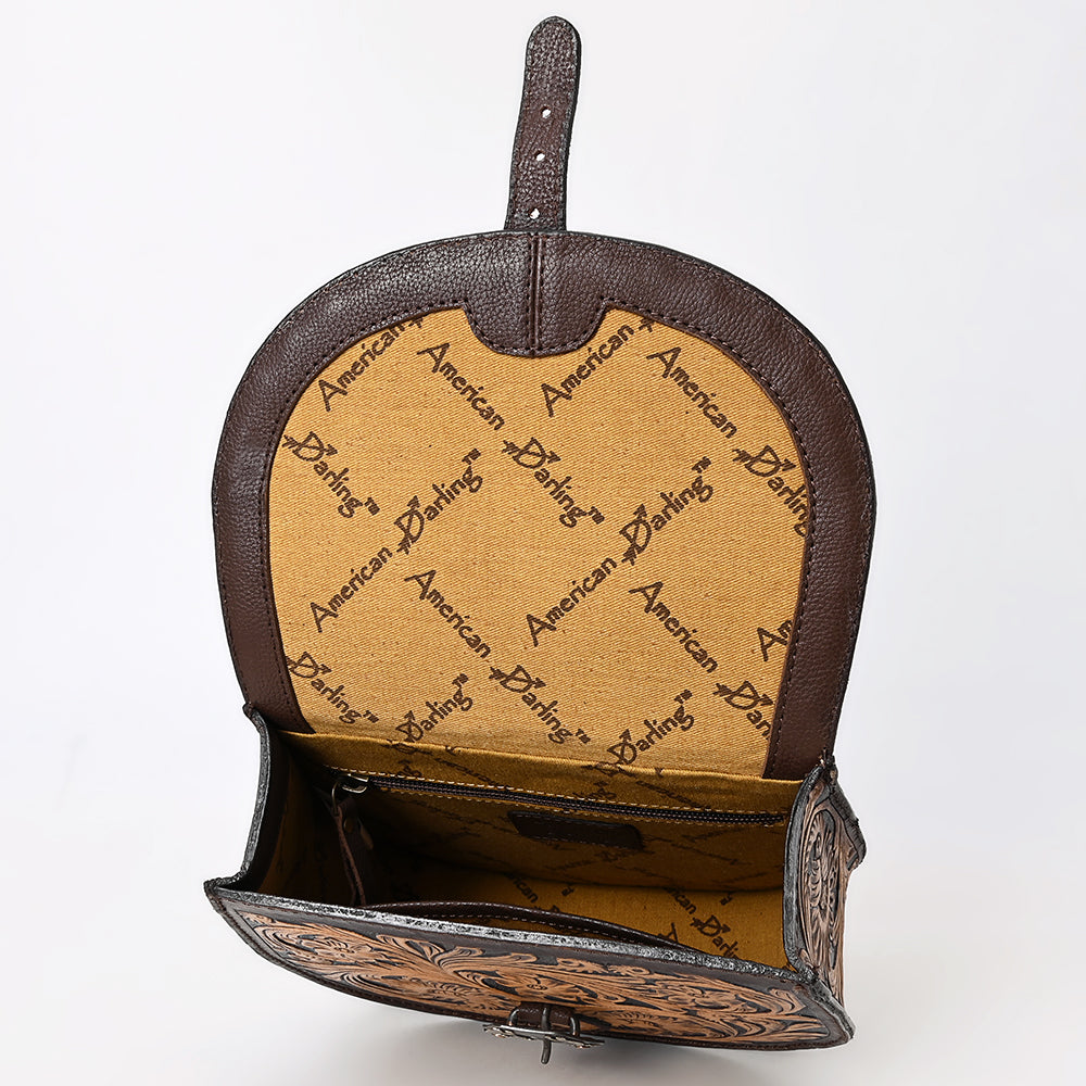 ADBGA529 American Darling Western Leather Hand Tooled Floral Crossbody Bag