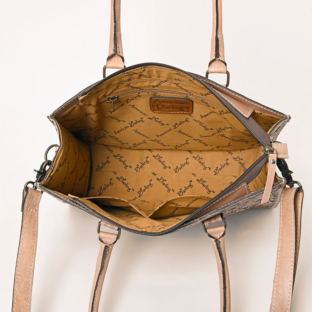 ADBG1158 American Darling Floral Tooled Leather Tote | Western Crossbody Bag