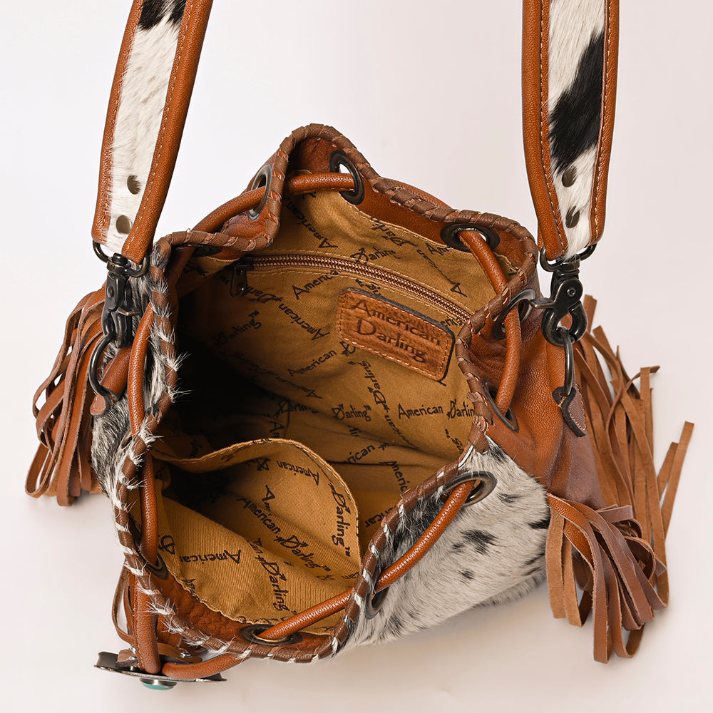 ADBG1272 American Darling Hair-On Cowhide Bucket Bag | Western Fringe Purse