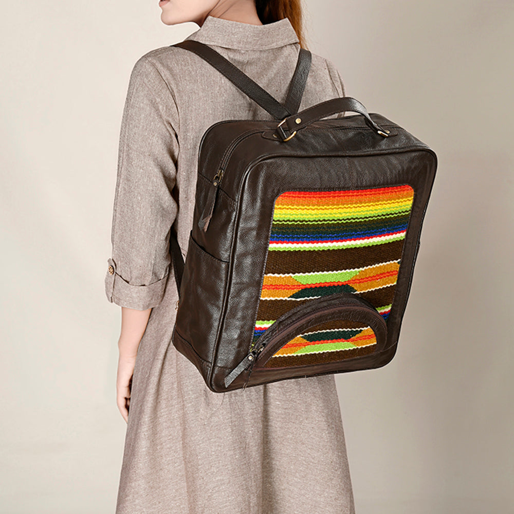 OHA138 Backpack Saddle Blanket Genuine Leather Western Women Bag | for Laptop School Purse Travel
