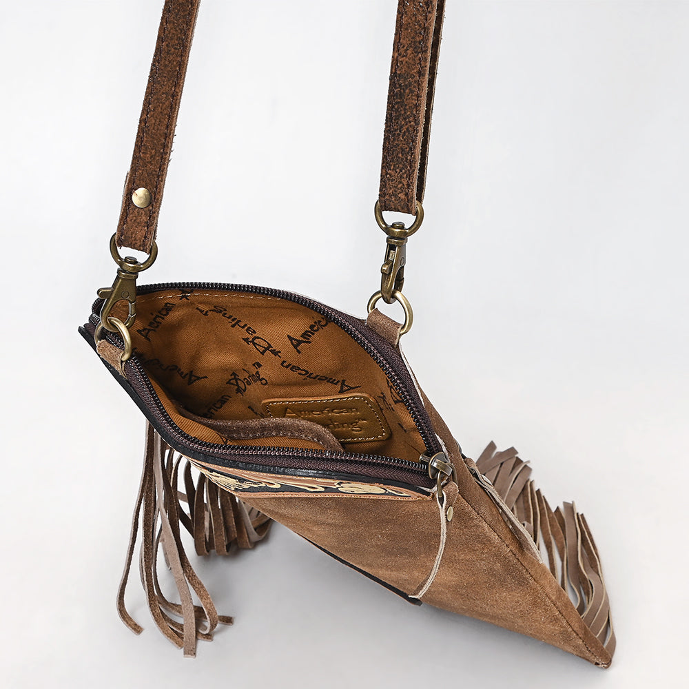 ADBGA556 American Darling Hand Tooled Floral Carved Fringed Leather Chaps Bag