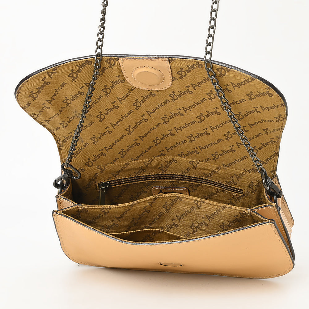 ADBGZ831 Hand-Tooled Leather Western Crossbody Bag Floral Chain Shoulder Purse