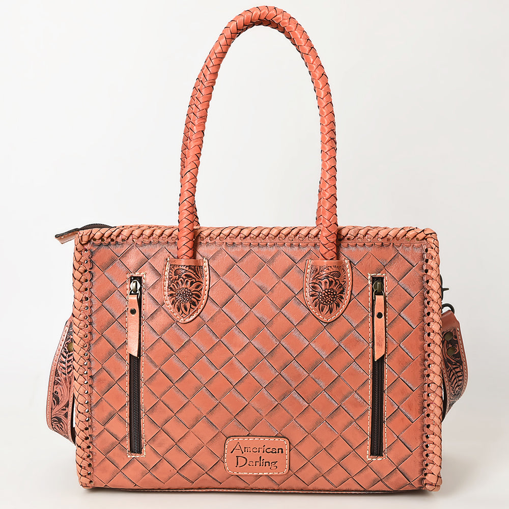 ADBG1131 American Darling Hand Tooled Leather Tote Bag -Western Floral Carved Purse