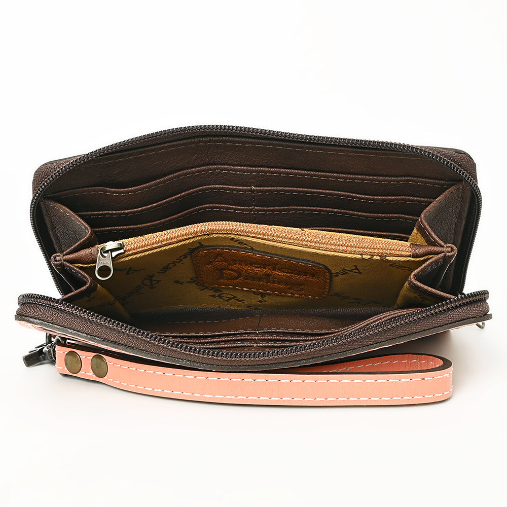 ADBG1140 American Darling Hand-Tooled Western Leather Clutch Bag - Genuine Carved Artisan Womens Wristlet