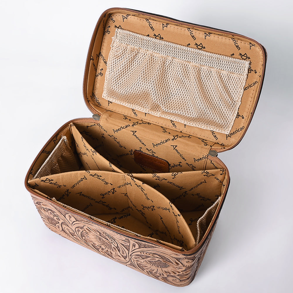 ADBG1251 American Darling Hand Tooled Leather Jewelry Case -Western Travel Bag