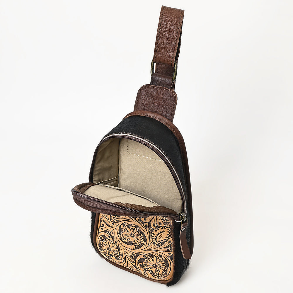 OHG187 Sling Hand Tooled Genuine western Leather women bag