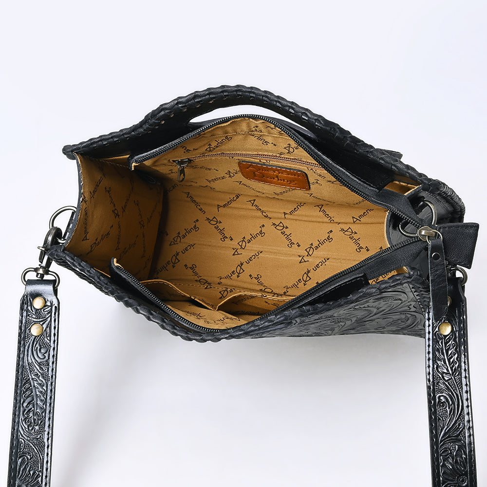 ADBG1474 American Darling Western Hand-Tooled Genuine Leather Clutch Bag with Floral Carving