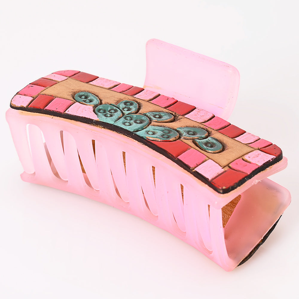 ADHC102 Pink Cactus Hand-Painted Hair Claw Clip - Western Whimsy by American Darling