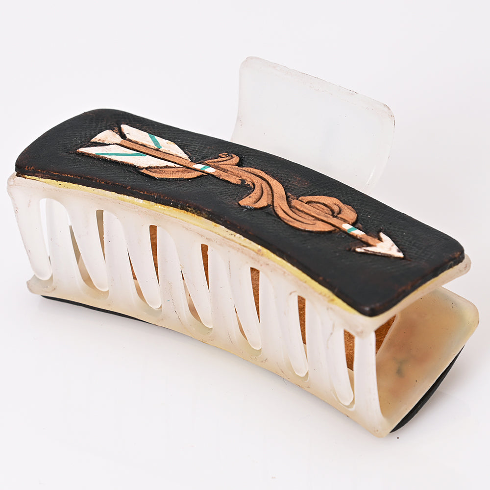 ADHC111 Hand-Tooled Leather Arrow Hair Band Clip Clutcher - Western Warrior | American Darling