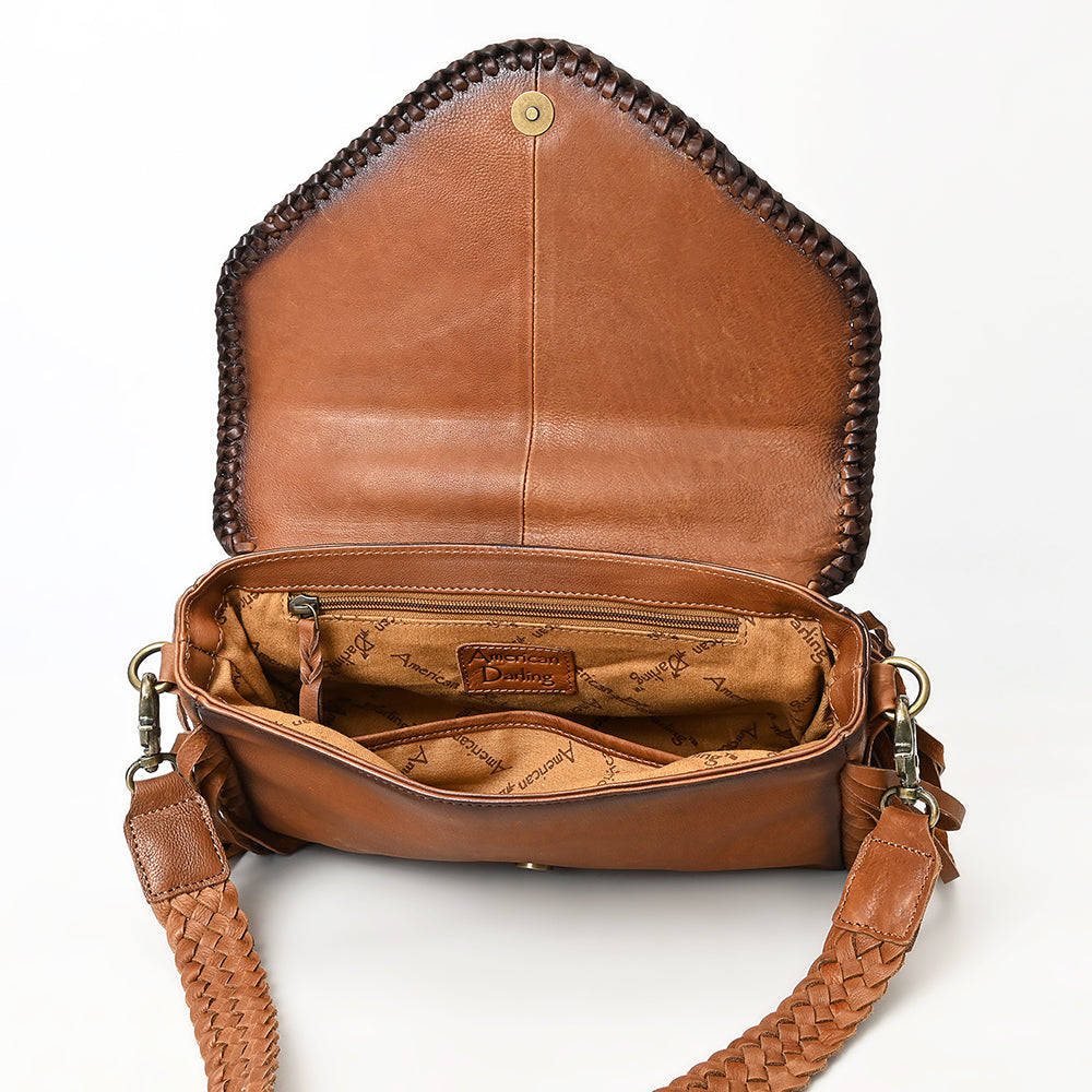 ADBGM429 Hair-On Hide Foldover Fringe Bag with Braided Strap - American Darling