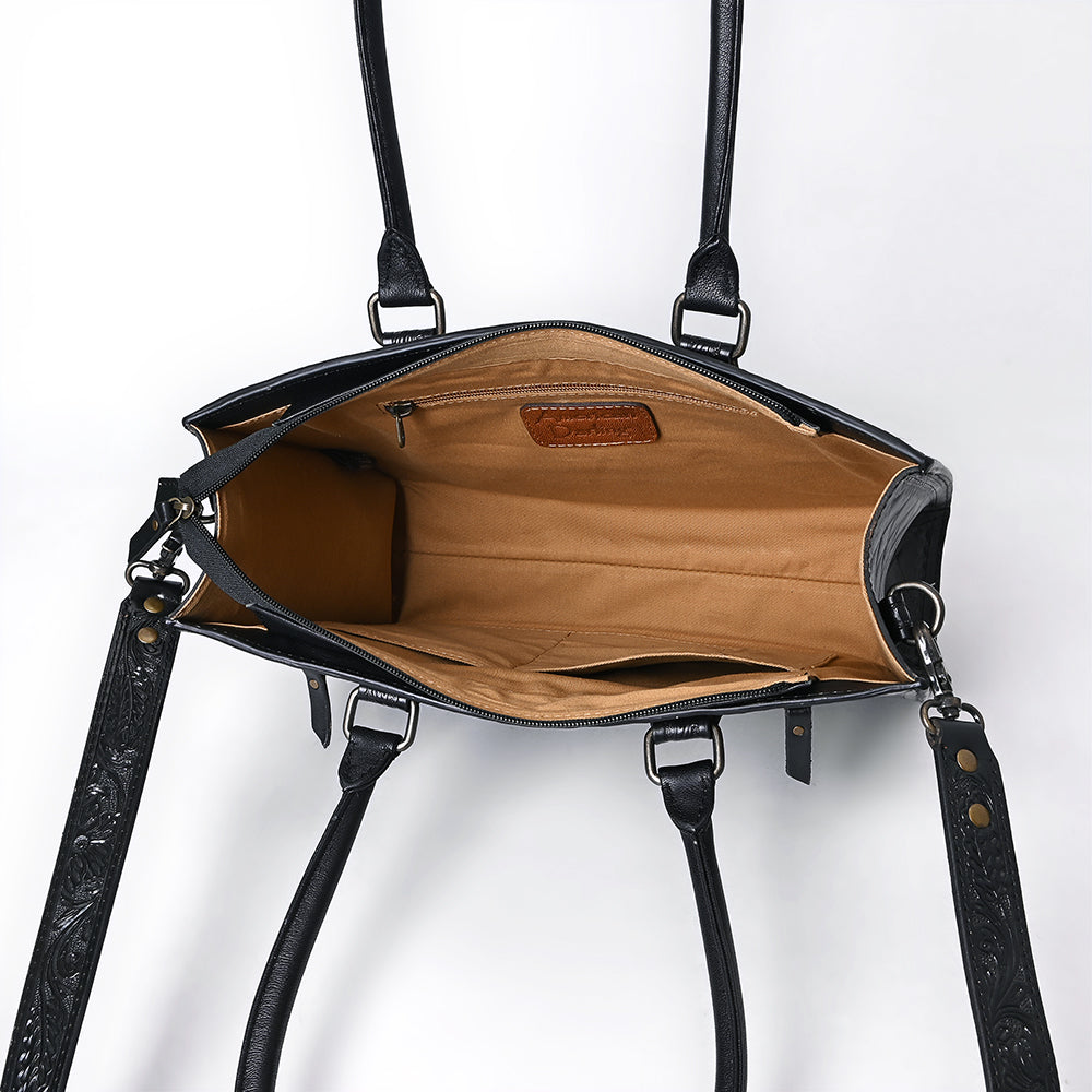 ADBG1492 American Darling Hand-Tooled Genuine Leather Western Tote Bag for Women - Floral Carved Everyday Tote