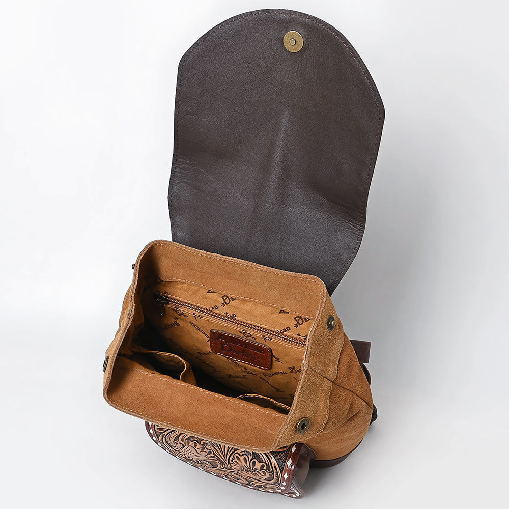 ADBG1498 American Darling Hand-Tooled Leather Backpack Bag - Western Full-Grain Artisan Pack