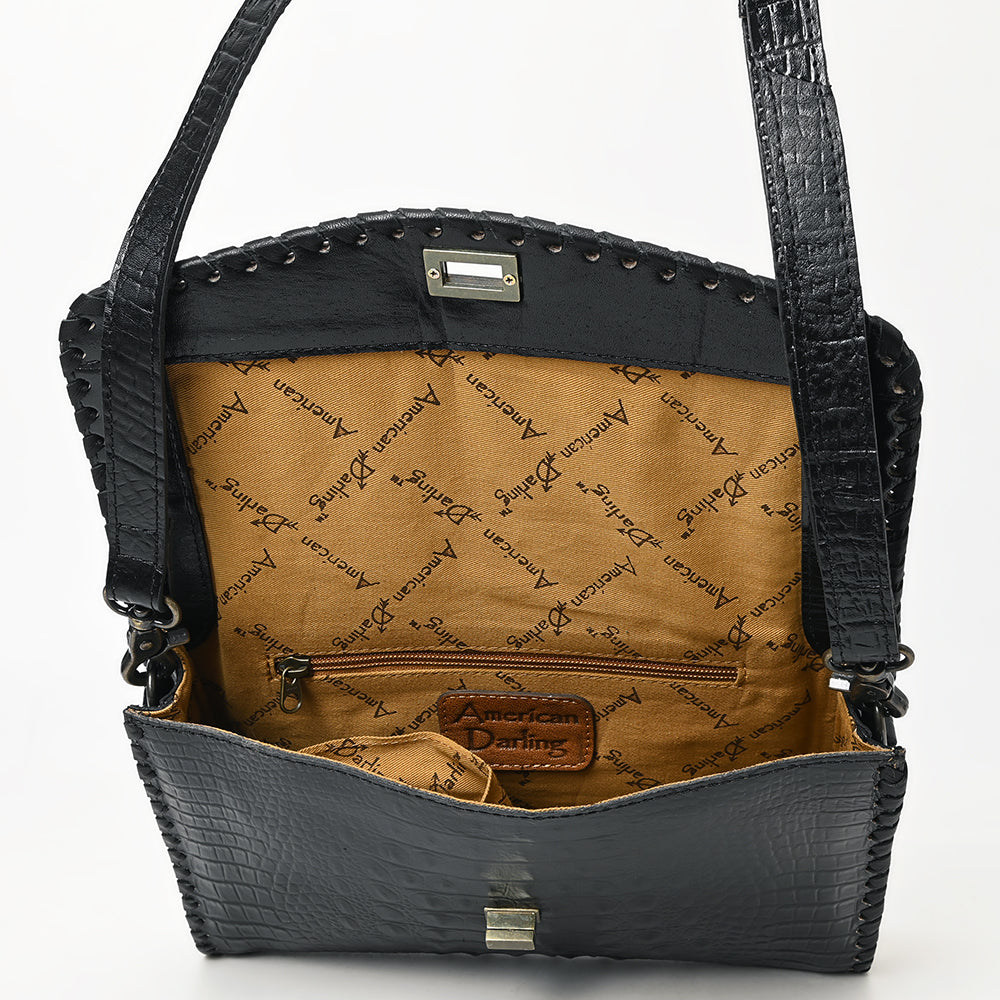 ADBG1526 American Darling Western Crocodile Embossed Leather Small Crossbody Bag