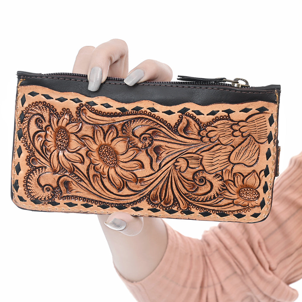 ADBGA600 Hand-Tooled Genuine Leather Western Card Holder for Women