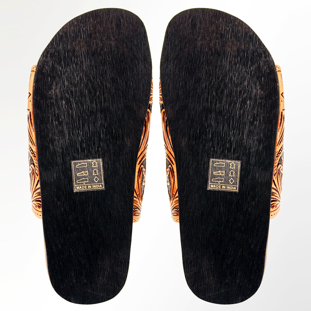 ADFTE103-9 carved genuine leather sandal footwear flip flop