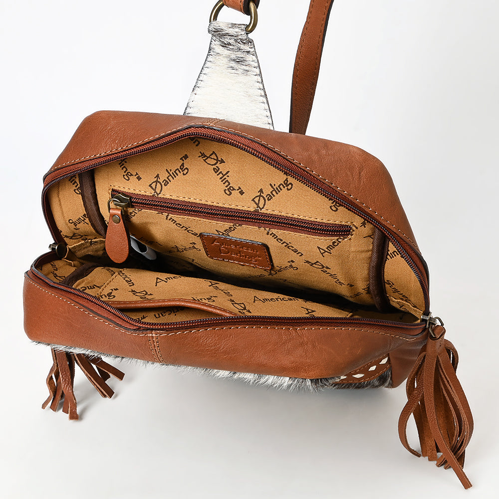 ADBGA624 American Darling Cowhide Sling with Sunflower Tooled Leather & Fringe Tassel