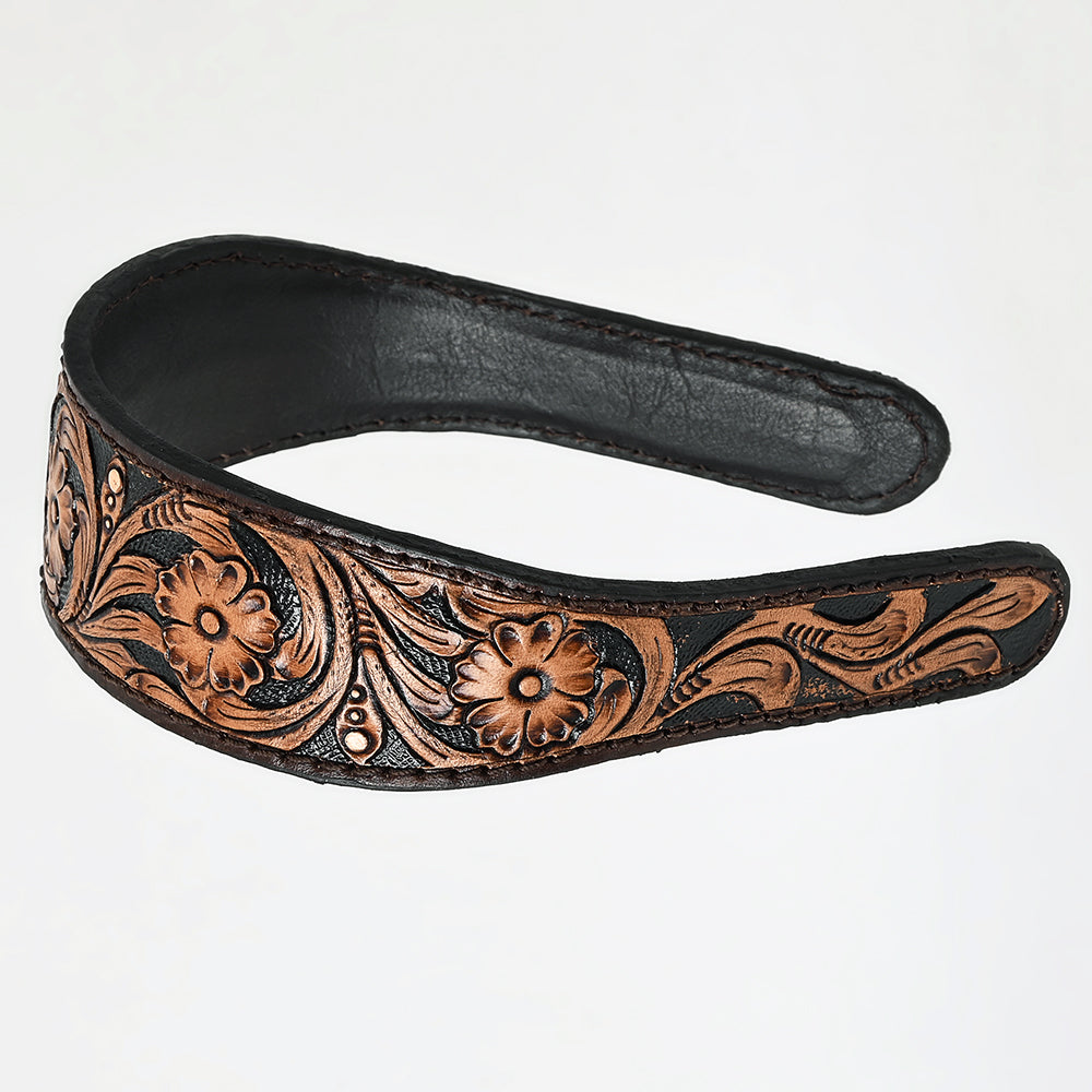ADABA101 American Darling Tooled Western Leather Floral Carved Hair Band