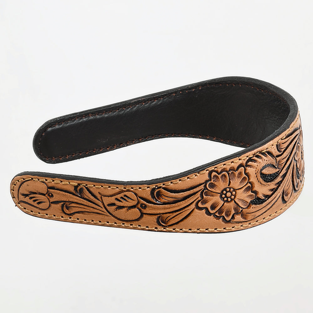 ADABA104 American Darling Western Leather Floral Carved Hair Band