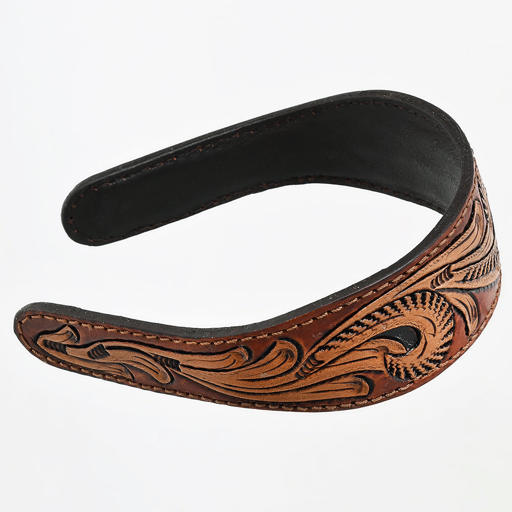 ADABA105 American Darling Hand-Tooled Western Leather Floral Carved Hair Band