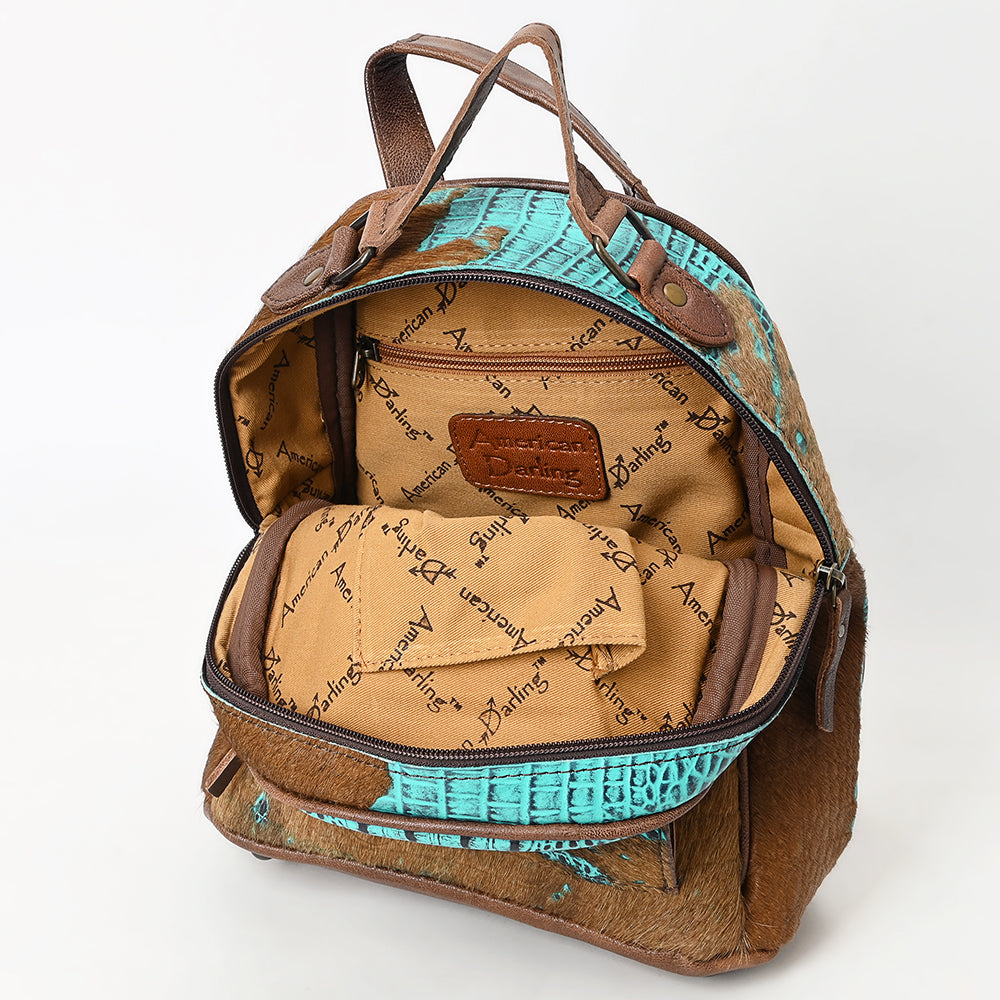 ADBG1564A Croc Embossed & Hair-On-Hide Leather Backpack - Western Rodeo Style