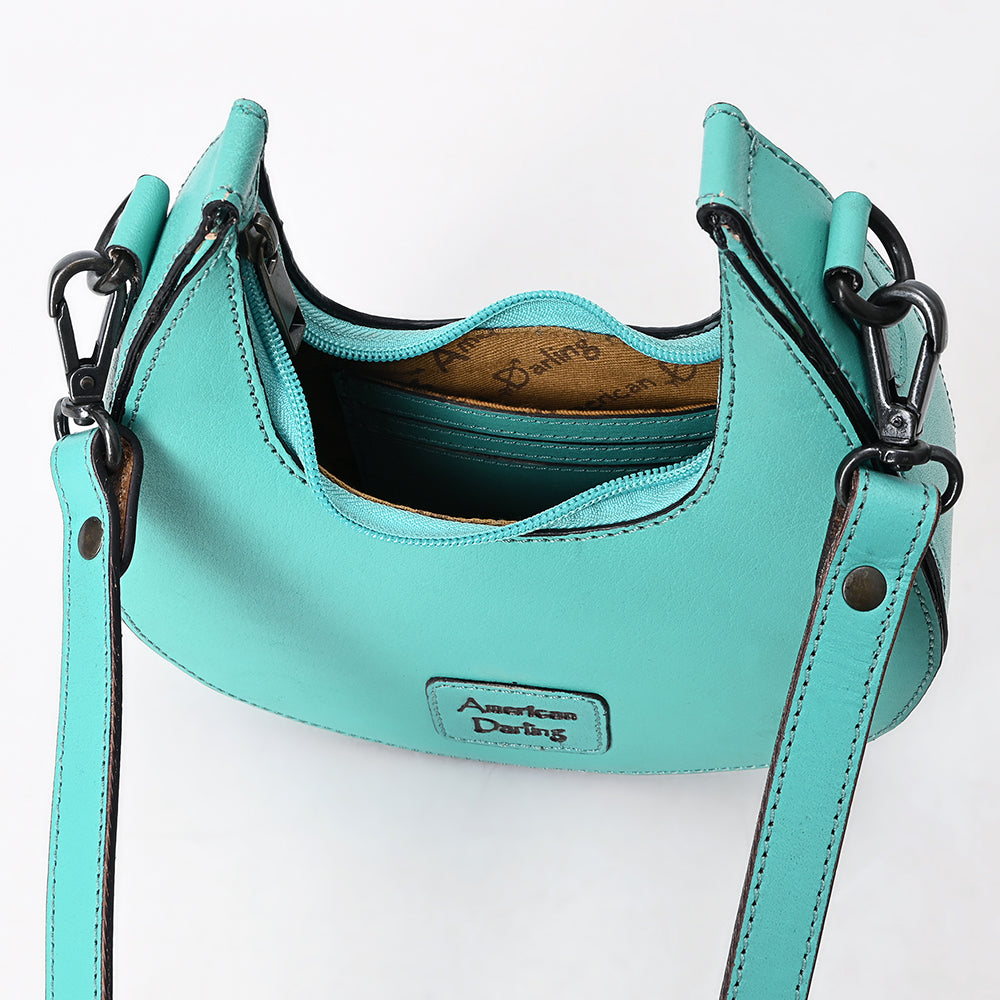 ADBGZ878 Half-Moon Hand-Tooled Leather Crossbody Bag - American Darling
