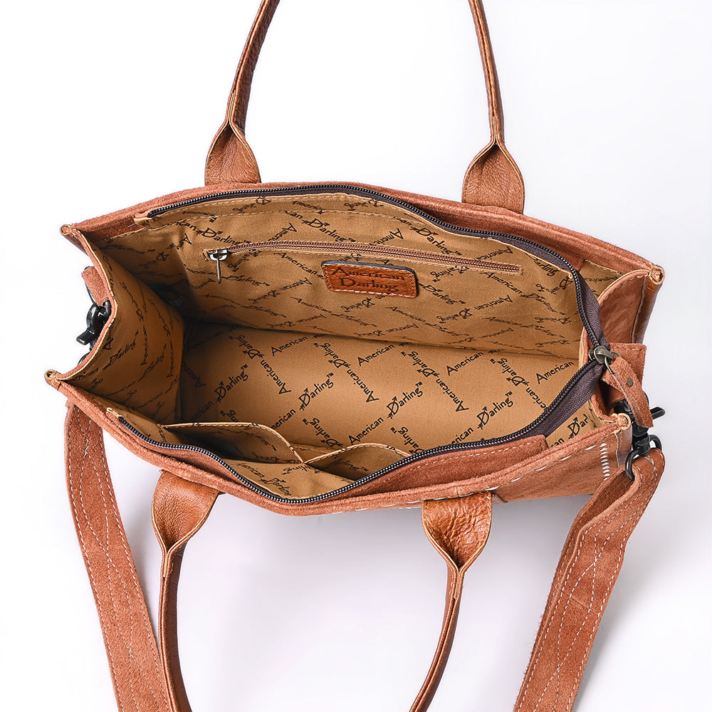 ADBG1577 American Darling Western Genuine Suede Leather Tote Bag with Handcrafted Detailing and Premium Craftsmanship